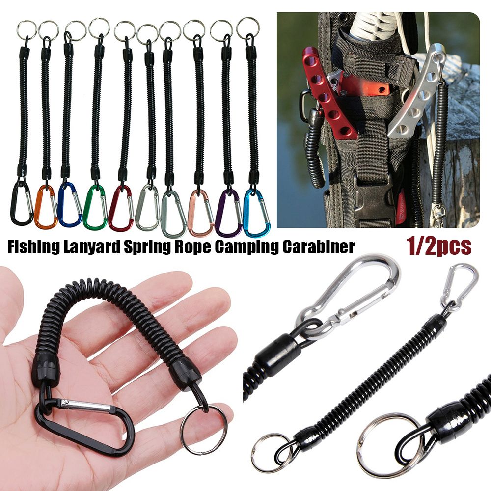 1/2pcs Tactical Retractable Spring Elastic Rope Security Gear Tool For Outdoor Hiking Camping Anti-lost Phone Keychain